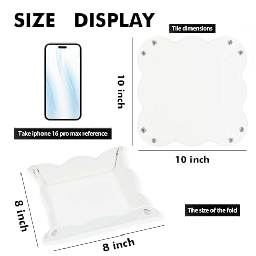 White PU Leather Valet Tray - Foldable Travel Catchall Organizer