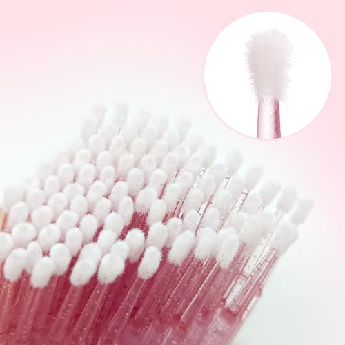 KIUSOWAYD Micro Applicator Brushes - 300 Pcs Crystal Pink Disposable Swabs