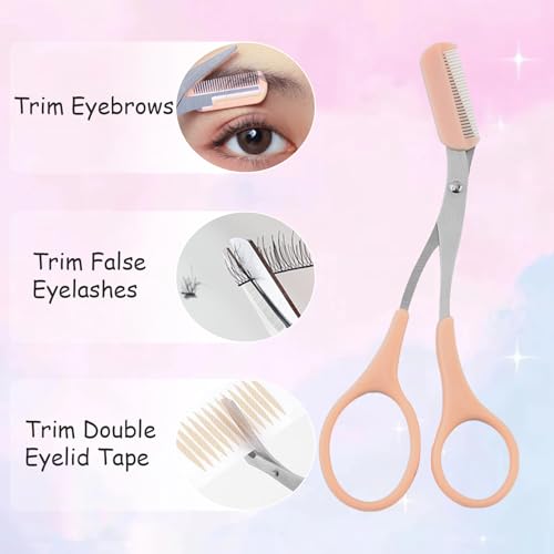 2Pcs Eyebrow Trimmer Scissors with Detachable Comb Safe Grooming Tool