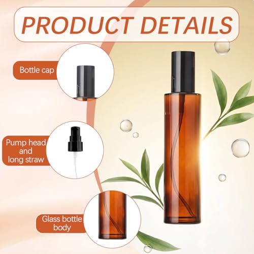VASANA 2PCS 120ml Amber Glass Lotion Pump Bottles - Refillable