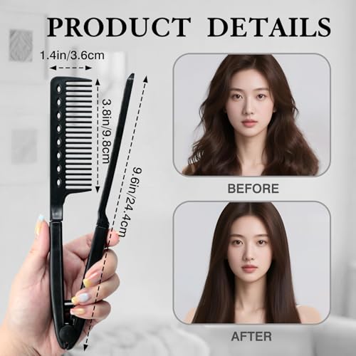 Hair Straightening Comb V-Shaped Detangling Styling Tool 2-Pack