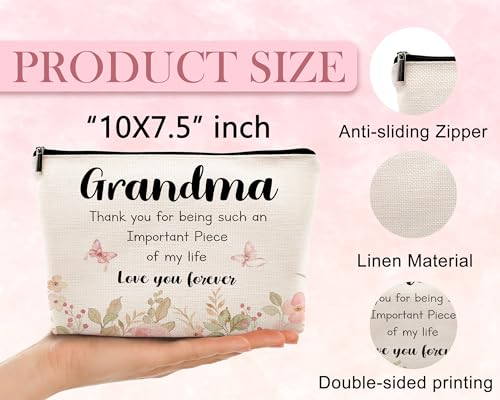 Pink Floral Grandma Makeup Bag Travel Toiletry Pouch Gift
