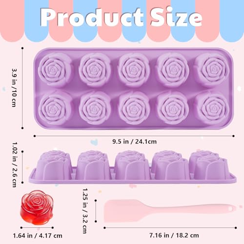 2-Pack Rose Silicone Chocolate Molds - 20-Cavity Flower Candy Mold Set