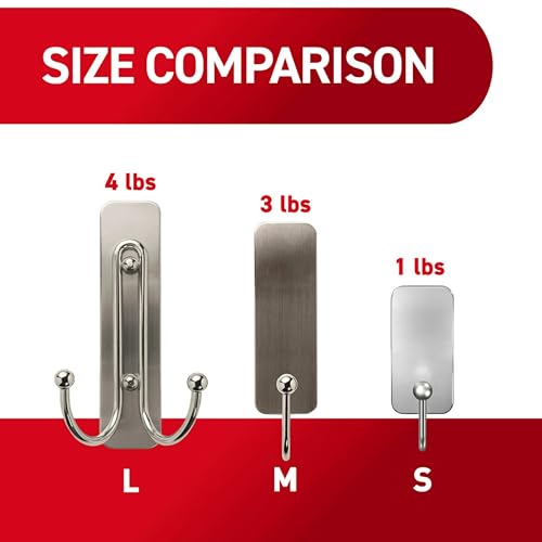 Command Large Brushed Nickel Double Hook with Adhesive Strip