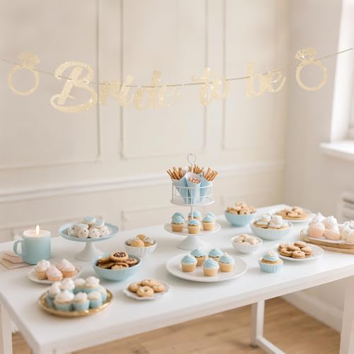 Bride To Be Banner - Pre-Strung Gold Glitter Wedding Decor