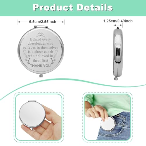 Cheer Coach Travel Makeup Mirror Appreciation Gift Silver