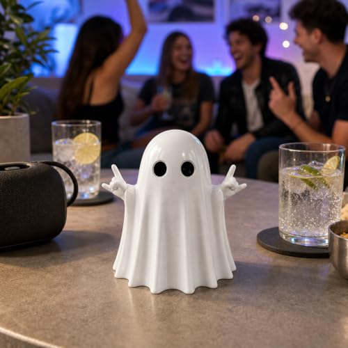 Halloween Ghost Figurine with Rock Hand - Variation C - Resin Desk Decor