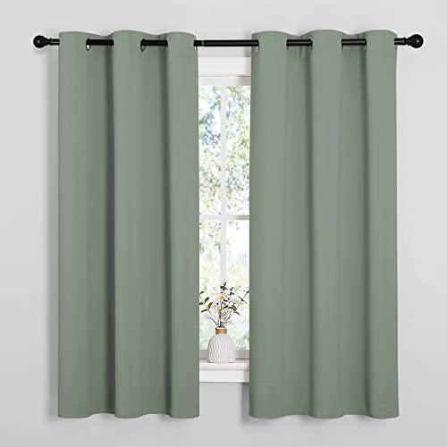 NICETOWN Sage Green Blackout Curtains - 42"W x 63"L, 2-Panel Set
