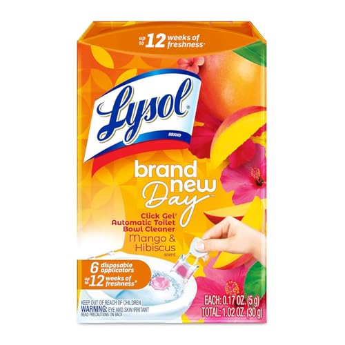 Lysol Click Gel Automatic Toilet Bowl Cleaner, Mango & Hibiscus, 6 Count
