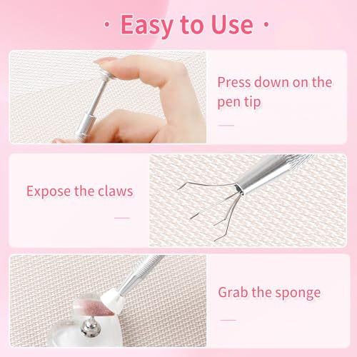 BQAN Nail Art Sponges 100Pcs with Grabbing Pen for Ombre & Aura Nails