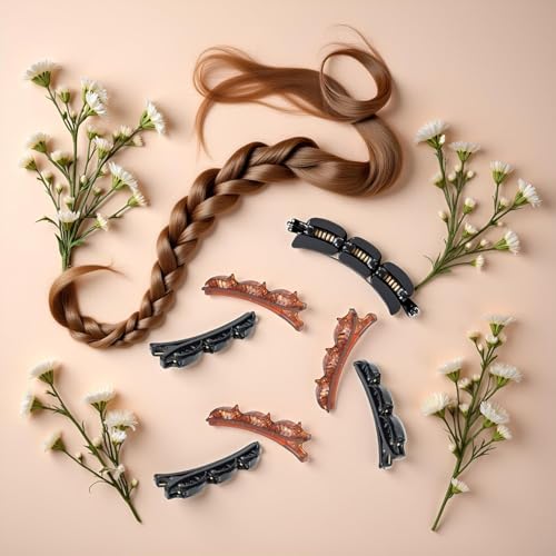 6Pcs Double Layer Twist Hair Braider Tool & Headband Clip Set