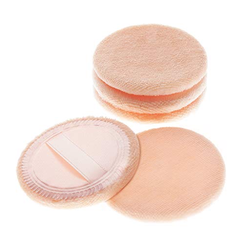 JimKing 5x Cotton Round Makeup Powder Puffs with Ribbon, Orange 3.15 Inch