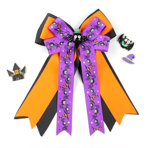 Todu Halloween Ribbon Bow Hair Clip Spider Duckbill Hair Accessory