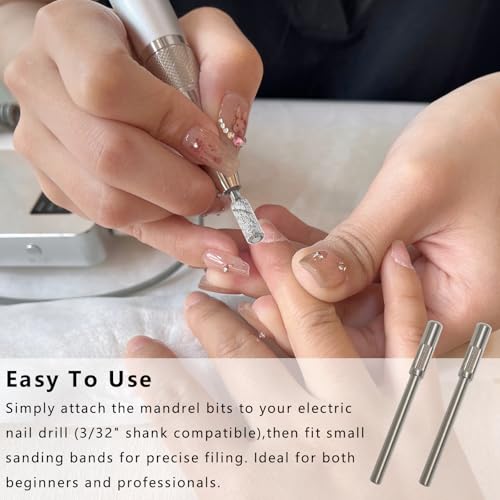 5-Piece Stainless Steel Mandrel Nail Drill Bits 3/32 Inch Shank for Electric Files