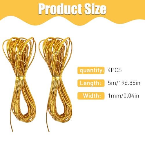 Sliverdew 4 Pack 5M Gold Hair Strings for Braids and Dreadlocks
