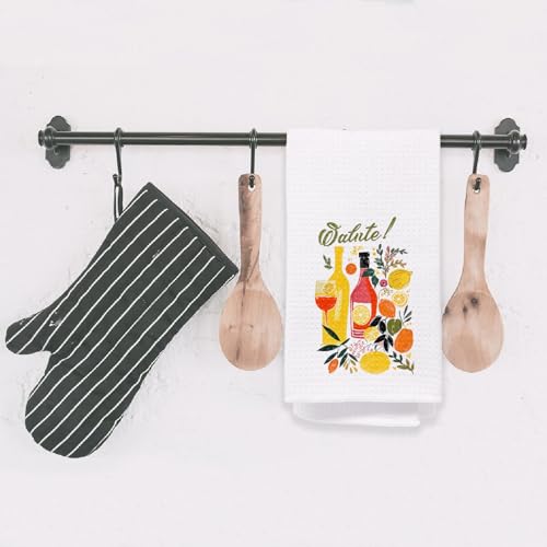 Italian Salute Cheers Wine Kitchen Towels - 16x24 Inch Decorative Hand Towels