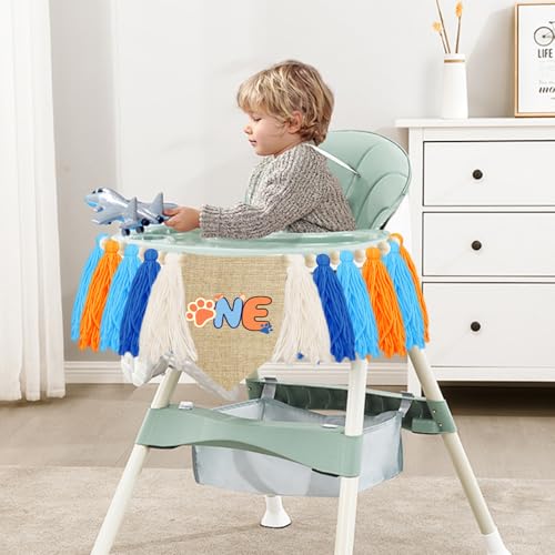 Blue Dog High Chair Banner for 1st Birthday Party Decoration