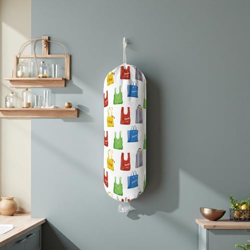 TIBAOLOVER Cat Plastic Bag Holder - Wall Mount Grocery Bag Organizer