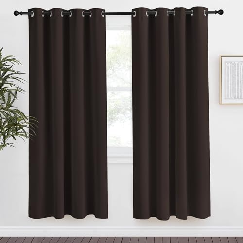 NICETOWN Toffee Brown Blackout Curtain - 55" x 78" Insulated Panel