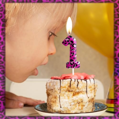 Pink Leopard Number 2 Birthday Candle - Animal Theme Decor