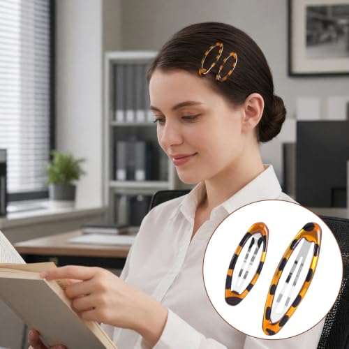 STSTR 8PCS Tortoise Snap Barrettes for Women Metal Hair Clips 2 Sizes
