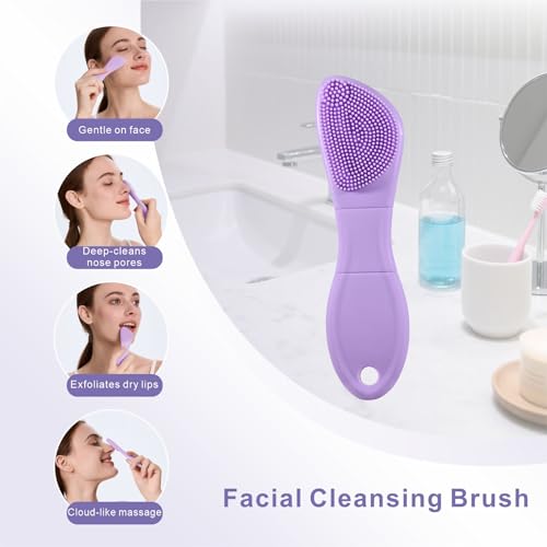 YEADMAL 2-in-1 Blackhead Remover & Silicone Face Scrubber (Purple)
