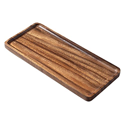 WRIVQSYO Square Wooden Vanity Tray for Bathroom & Kitchen Storage, 11x4 Inch