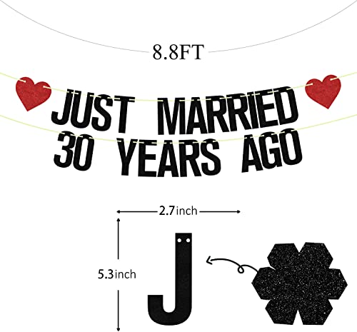 30th Wedding Anniversary Banner Black Red Glitter Party Decor