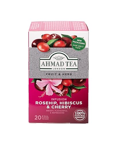 Ahmad Tea Rosehip Hibiscus Cherry Herbal Tea - Decaf & Sugar-Free, 20 Ct - Rosehip Hibiscus / 20 Count