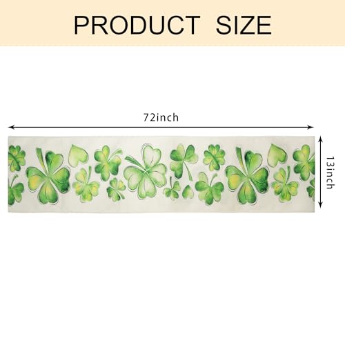 St. Patrick's Day Shamrock Table Runner, 13x72 Inch for Indoor/Outdoor Use