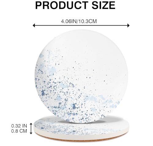 Starry Ink Round Marble Coasters Set of 2 with Cork Backing