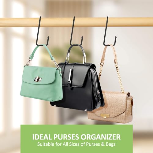 OMHOMETY Black 15-Pack Purse Hangers for Closet, Heavy Duty Bag Organizers