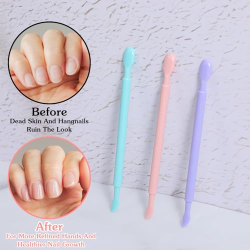 Plastic Nail Cuticle Pusher Set, Dual-End Dead Skin Remover - 3 Pack