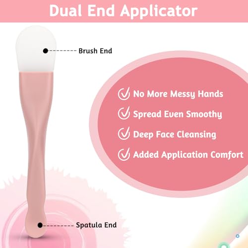 Thinp 2 Pcs Silicone Face Mask Applicator and Dual-Ended Brush Set