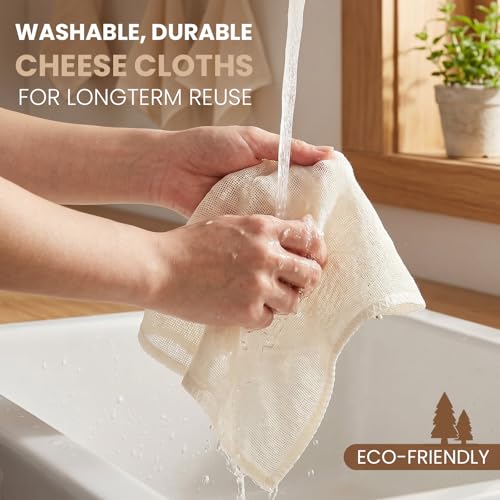 Reusable Cheese Cloths - 6 Pcs Unbleached Cotton Strainers, 18x18 Inch