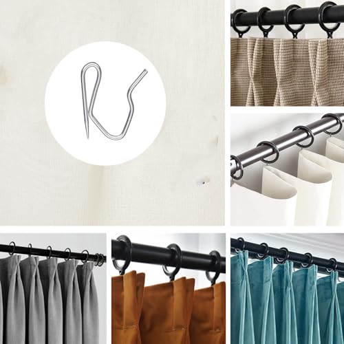 Heavy-Duty Metal Curtain Hooks - 1.2 Inch Rustproof Zinc (60 Pack)