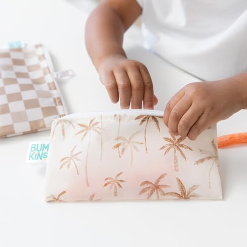 Bumkins Reusable Snack Bags, Small Palm Trees & Checks, 2-Pack