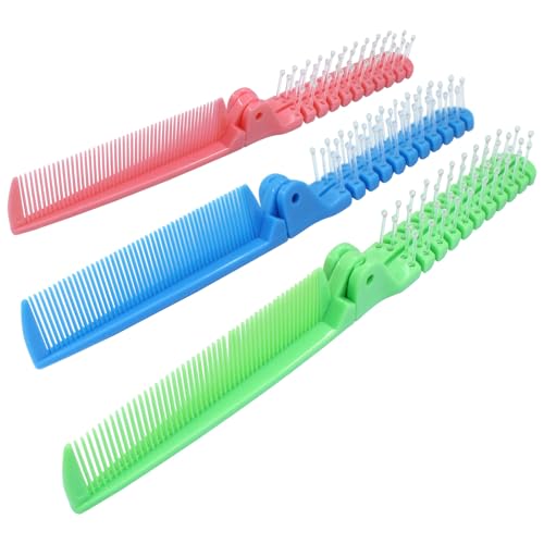 Hitefu 3-Pack Travel Foldable Hair Brush - Anti-Static Double-Headed Comb