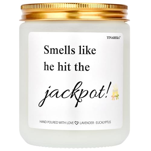 TINAREKA Jackpot Engagement Candle - Funny Bridal Shower Gift for Bride to Be with Lavender Aromatherapy, Reusable Glass Jar