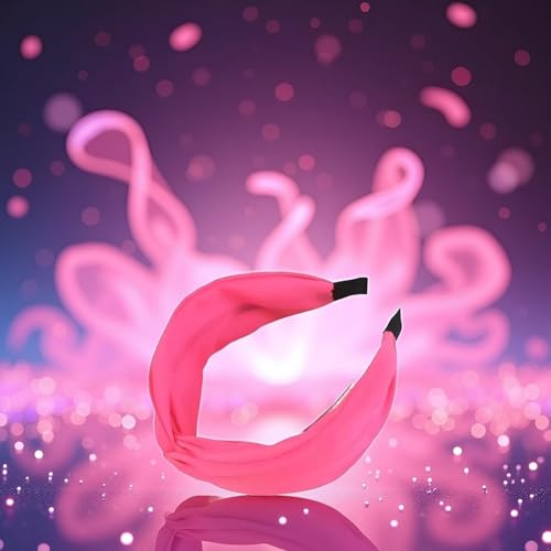 Pink Neon Knotted Headband Wide Non-Slip Hair Band for Women and Girls