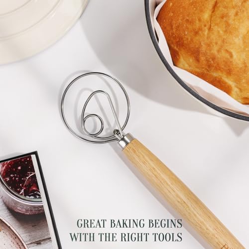 BRIVANA 13-Inch Danish Dough Whisk - Stainless Steel Single Loop Bread Mixer