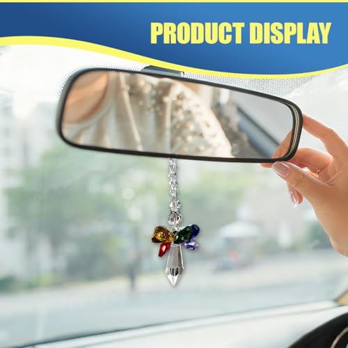 Craedli Crystal Angel Car Hanging Ornament Rhinestone Rear View Mirror Charm