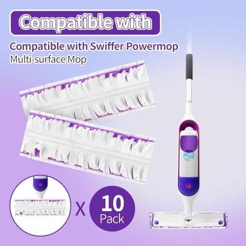 10-Pack Disposable Mop Pads for Swiffer Power Mop - White Violet