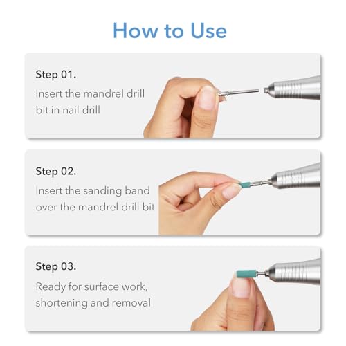 GAZEPLUS Small Sanding Bands 100 Pcs with 1 Nail Drill Bit 150 Grit