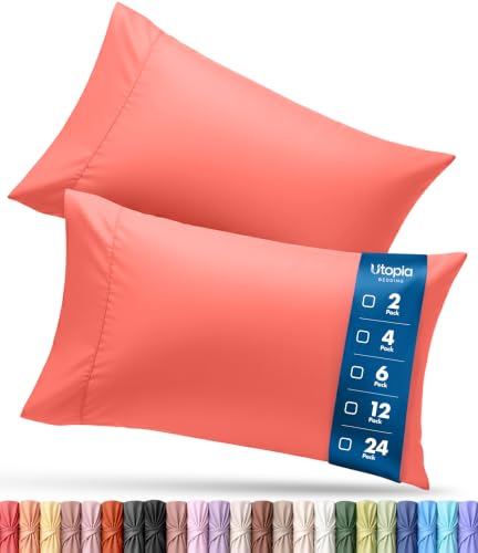 Utopia Bedding King Size Pillow Cases - Set of 4, Soft Microfiber, Coral