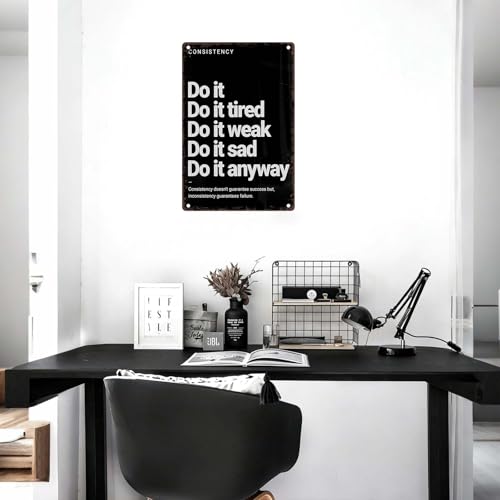 Do It Anyway Vintage Metal Sign | Motivational Wall Art for Gym & Office, 12x8 Inch