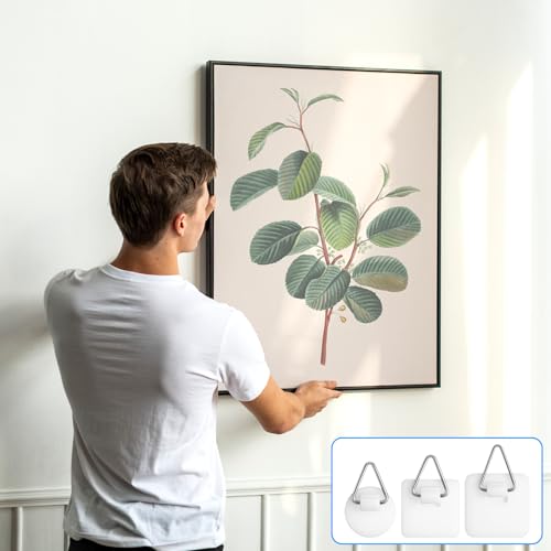 24 Pcs Self-Adhesive Picture Hangers - Invisible Wall Hooks in 3 Sizes