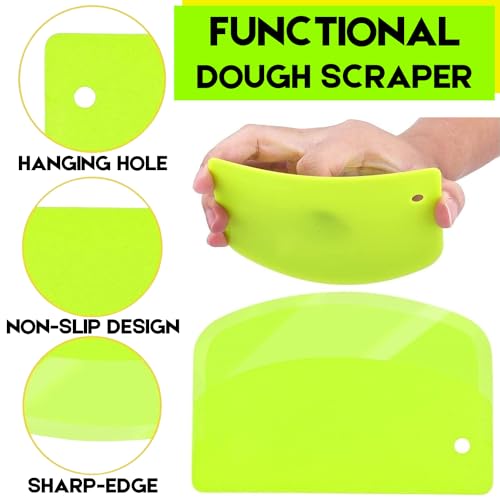 SURDOCA Dough Scraper Set - 3 Food-Grade Plastic Scrapers 5.31x3.64"