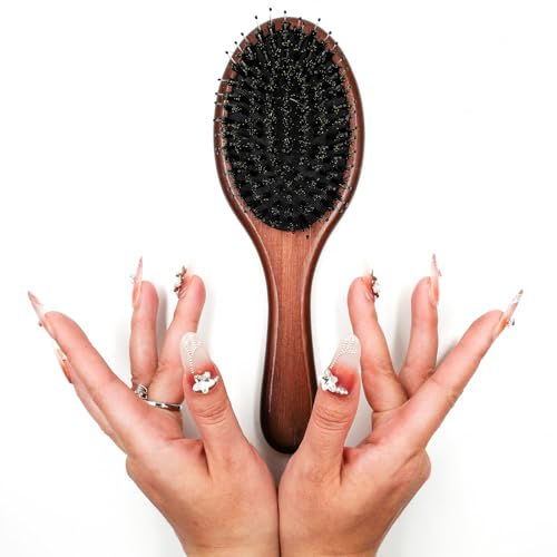Boar and Nylon Bristle Hair Brush for Fine and Dry Hair