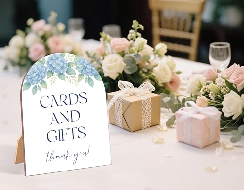 Bridal Shower Sign - Something Blue Cards & Gifts Wooden Table Decor, 6x8 Inch